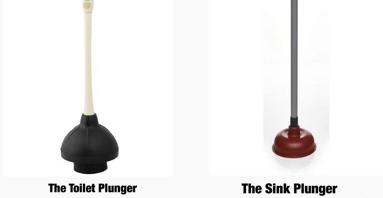 Different PlungerComparison image showing the difference between toilet and sink plungerss
