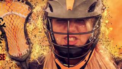 An image promoting a YouTube video on a website platform shows a lacrosse player.